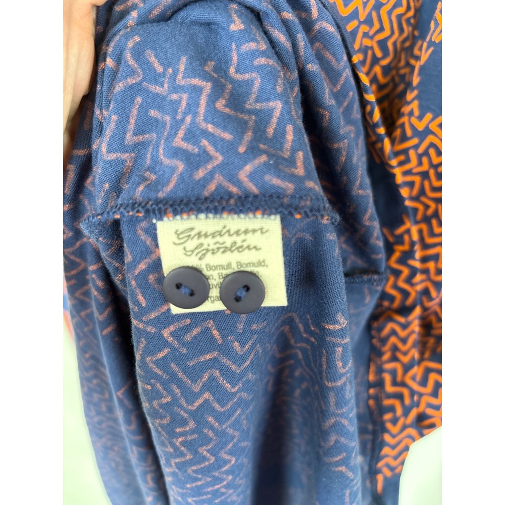 Gudrun Sjoden Womens Large Orange Blue Geometric Cotton Sleeveless Midi Dress - Picture 5 of 10